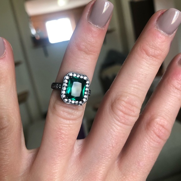 Jewelry Emerald Green Black Gold Engagement Ring Poshmark